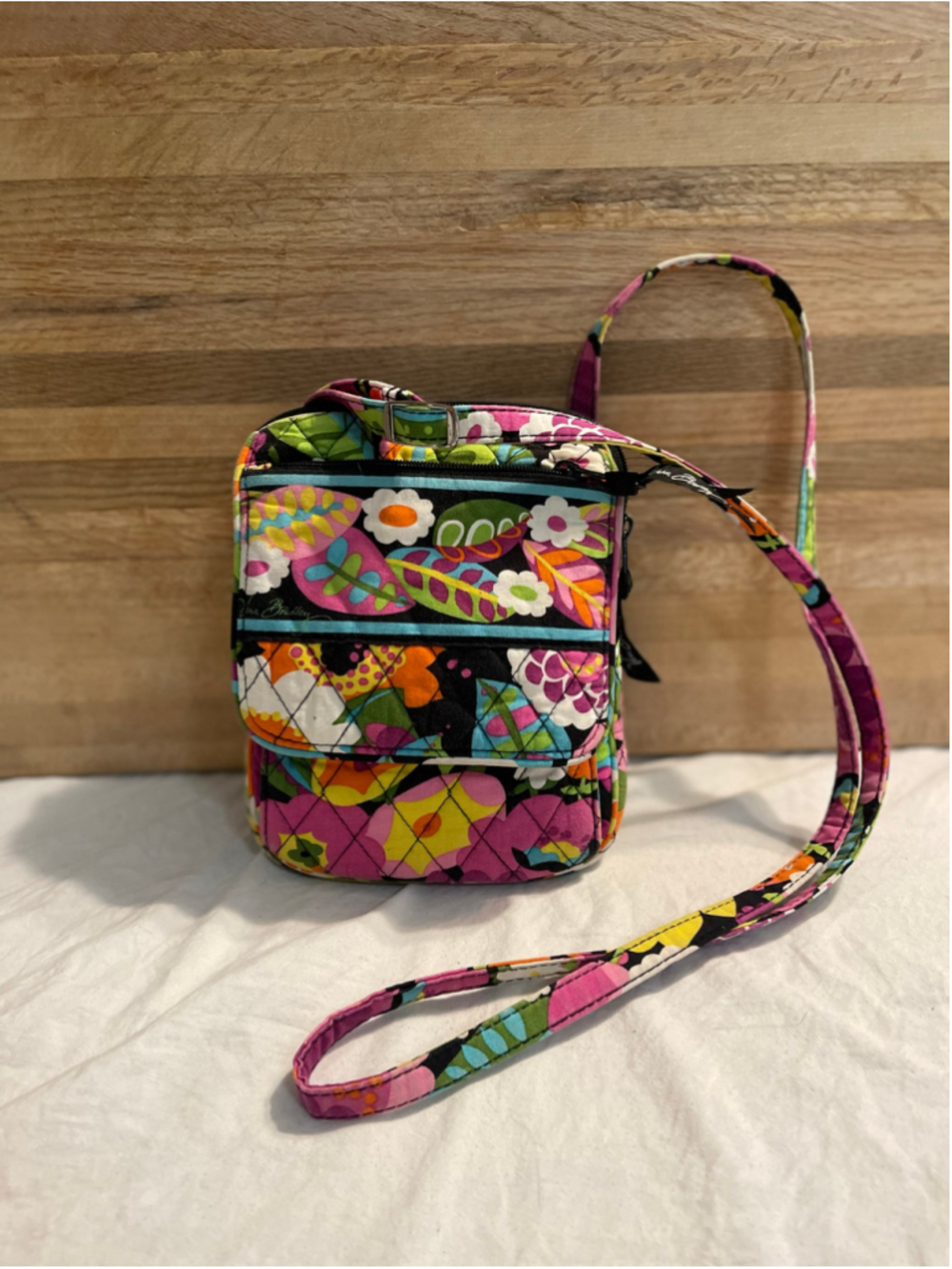 Women's Vera Bradley Floral Crossbody Bag, One Size, Black and Pink